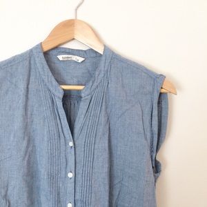 Chambray tie-front top